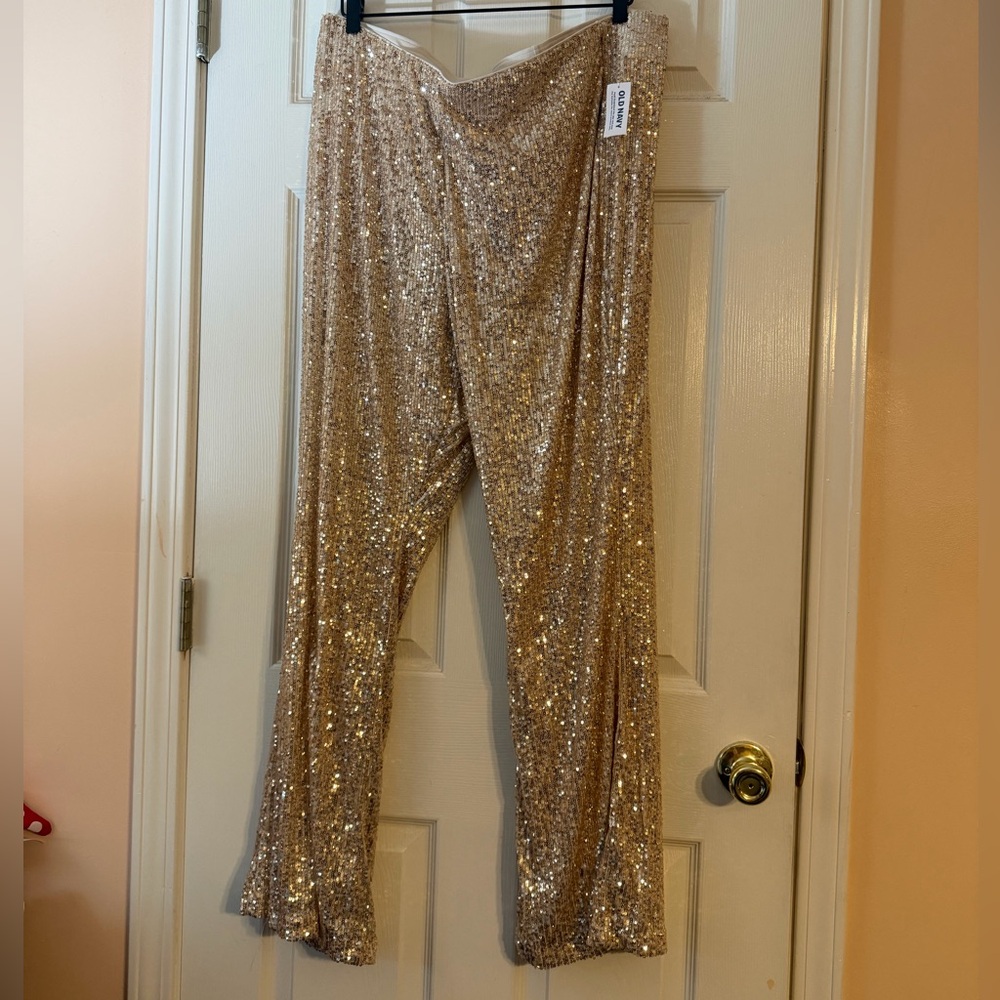 Old Navy Gold Sequin Flare trousers